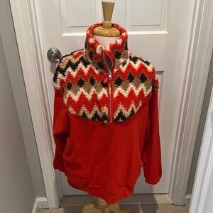 Aerie Cozy Red Chevron Women’s Fleece Pullover